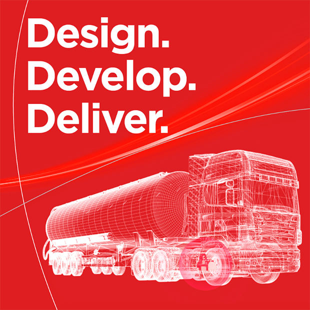 Illustratie van een vrachtwagen en het Ingersoll Rand Transport D3 Concept bericht afgedrukt